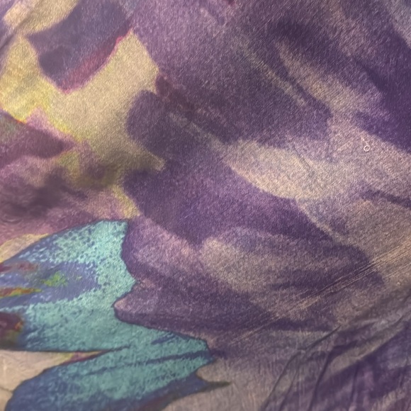 Dupatta purple watercolor shark bite hem semi-sheer poncho/cover-up. NWT. OS. - Picture 6 of 8